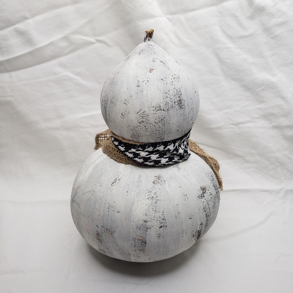 Handmade Gourd Snowman In Basket - Picture 4 of 7